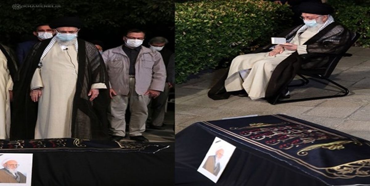 اقامه نماز رهبر معظم انقلاب بر پیکر علامه حسن زاده آملی