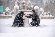 درست کردن آدم برفی در صحن امام رضا (ع)