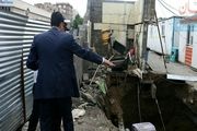قسمتی از ایستگاه و محدوده ورودی رمپ خط 2 قطار شهری مشهد فرو ریخت