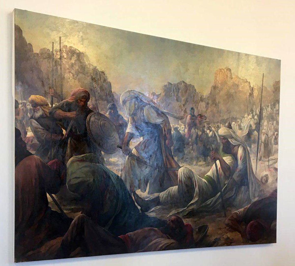 رونمایی ازنقاشی دلاوری‌های حضرت علی (ع) درجنگ احد 
